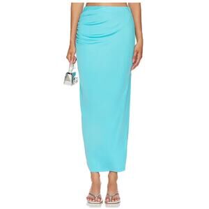 Susana Monaco 'Solid Side' Blue Gathered Slit Skirt Size XS